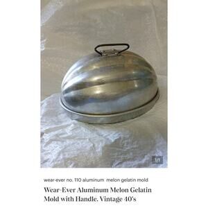 Vintage Wear-Ever #110 Aluminum Melon-Shaped Jello / Ice Cream / Aspic Mold